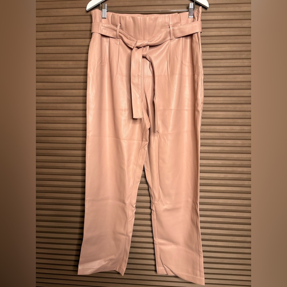 Dolce Cabo Faux Leather Blush Tie-Waist Trousers